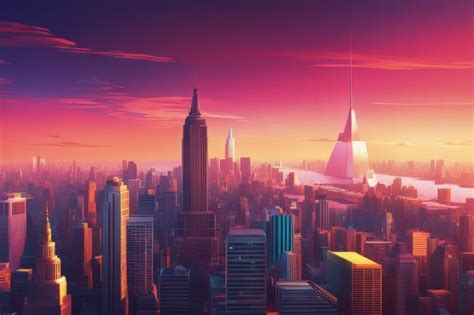 Premium AI Image | new york skyline at night skyscrapers and buildings manhattan new york city ...