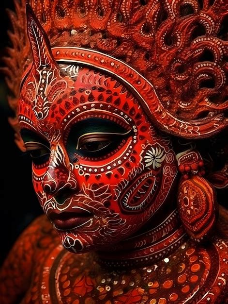 Premium Photo | Theyyam Face Traditional makeup Art From Kerala India ...