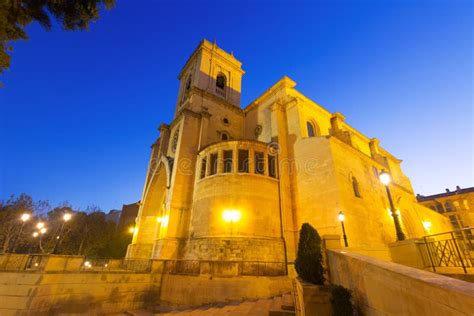 Albacete Cathedral in Night Stock Image - Image of culture, exterior ...