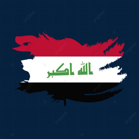 Ilustrasi Bendera Nasional Irak Dengan Latar Belakang Transparan Vektor, Sikat Bendera Irak, Cat ...