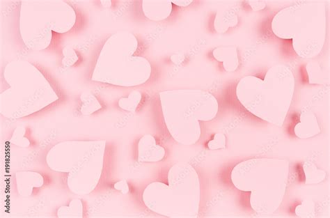 Paper pink hearts fly on soft pink color background. Valentine day concept for design. Stock ...