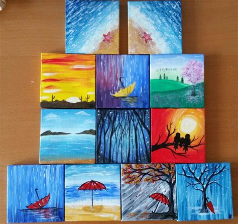 My mini canvas series. | Small canvas art, Small canvas paintings, Mini ...