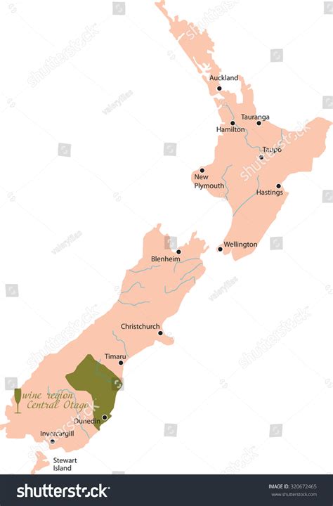 Map Region Of Central Otago In New Zealand Stock Vector Illustration 320672465 : Shutterstock