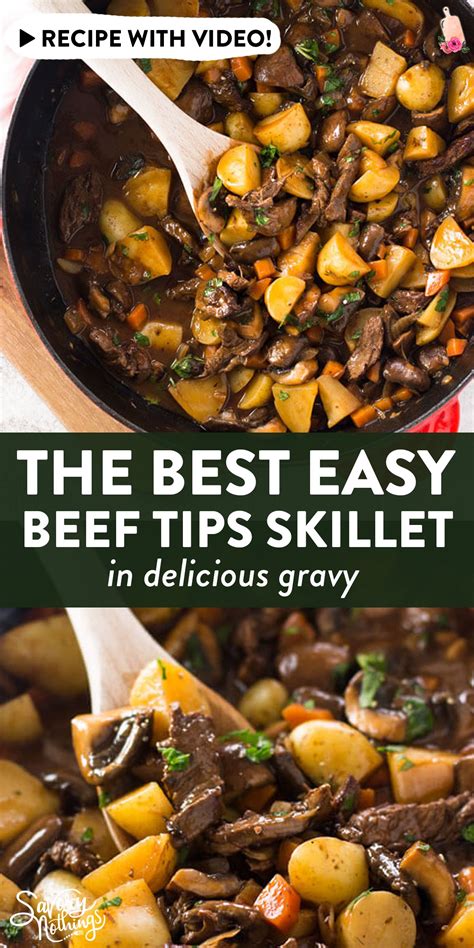 An easy One Skillet Beef Tips and Gravy recipe, completely made on the ...