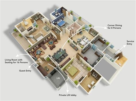 50 Four “4” Bedroom Apartment/House Plans - Architecture & Design ...