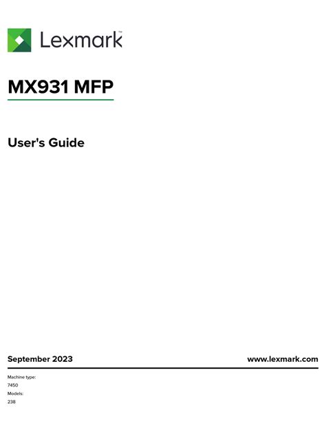 LEXMARK MX931 MFP USER MANUAL Pdf Download | ManualsLib