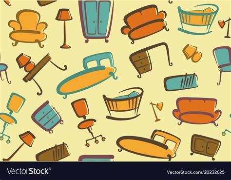 Seamless furniture background Royalty Free Vector Image