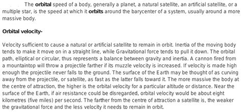 what is orbital velocity