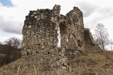 Ruins of Aizkraukle castle stock image. Image of grass - 94587403