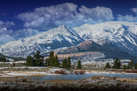 Yellowstone Mountains with Lake in Winter Scenic Photograph by Randall Nyhof - Pixels