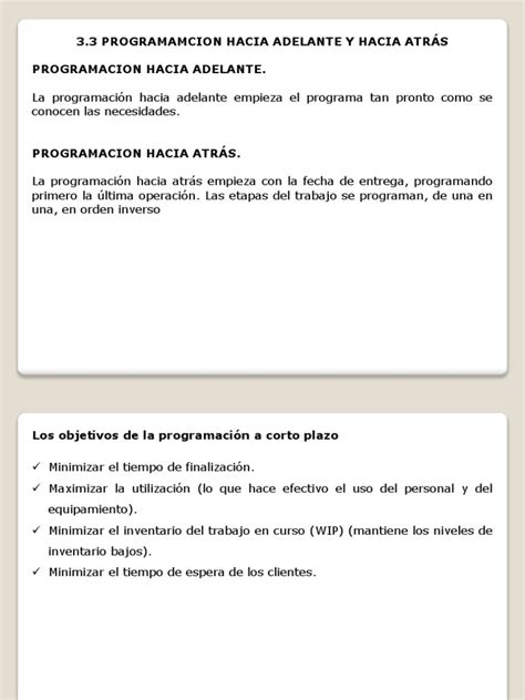 Programación hacia adelante y hacia atras (1) | Inventario ...