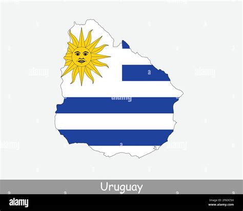 Uruguay Flag Map. Map of the Oriental Republic of Uruguay with the Uruguayan national flag ...