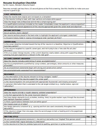 4+ Resume Screening Checklist Templates in DOC | PDF