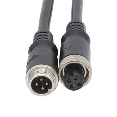 M12 Male Female Wire Electrical 4 Pin Aviation Connector - China 4 Pin ...