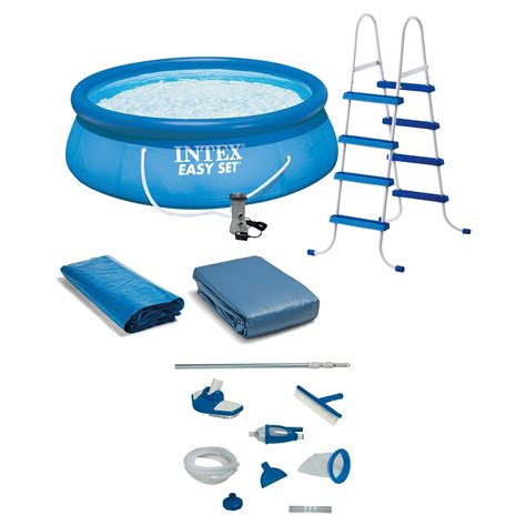 Intex 15 x48" Inflatable Pool with Ladder, Pump and Deluxe Pool ...