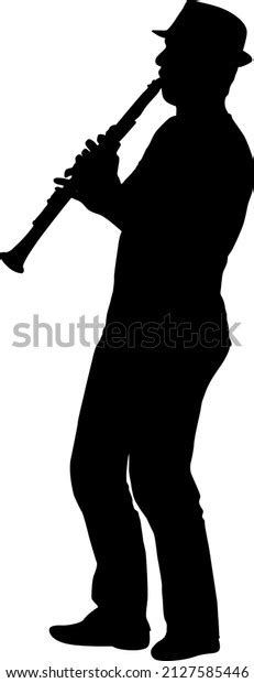 Silhouette Musician Playing Clarinet On White Stock Vector (Royalty ...