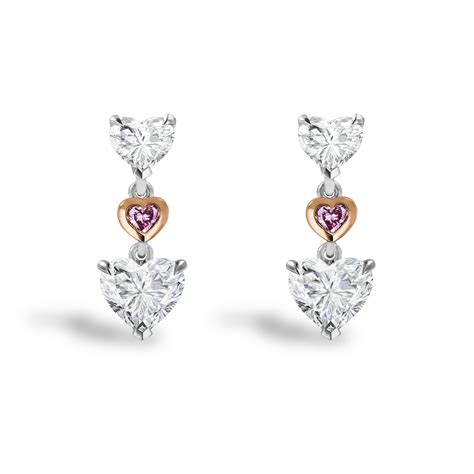 Masterpiece Heartshape Diamond Drop Earrings 2.23ct in Platinum and 18ct Rose Gold - Heartshape ...