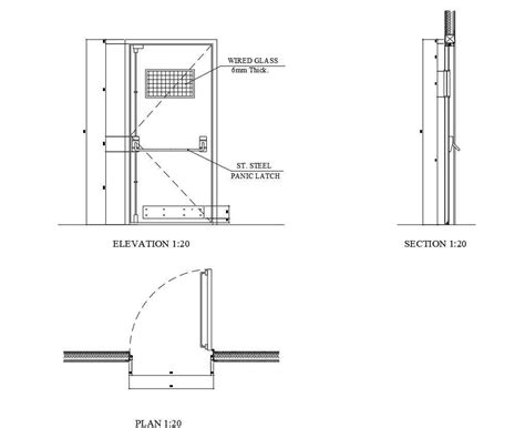 Steel door details in plan and elevation in AutoCAD, dwg file. | Steel ...