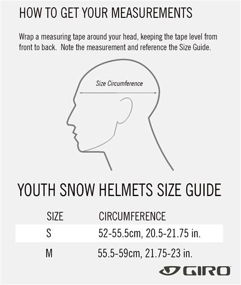 Giro Snow Helmet Size Chart: A Visual Reference of Charts | Chart Master