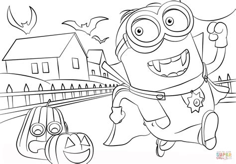 Minions Hallowen coloring page | Free Printable Coloring Pages
