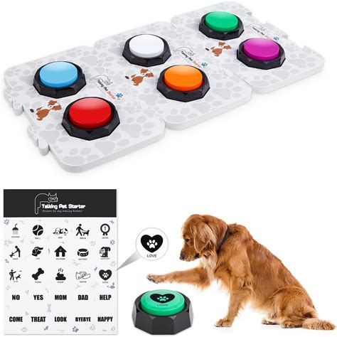 PWEZON Bouton de Dressage enregistrables pour Chien, 6 Couleurs, Boutons pour Chiens avec 25 ...