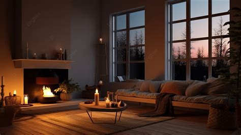 Contemporary Cozy Scandinavian Farmhouse Living Room Rendered ...