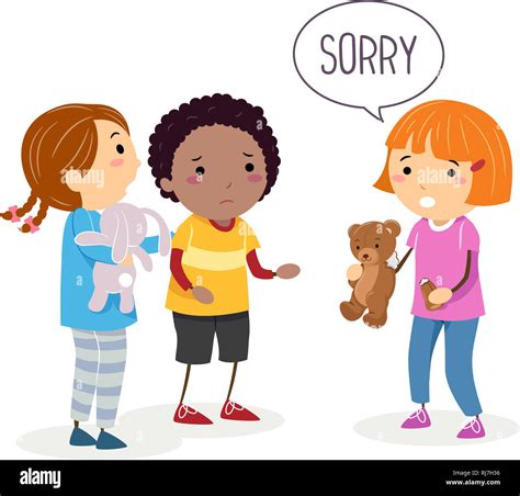 Illustration of a Stickman Kid Girl Saying Sorry for Breaking Her ...