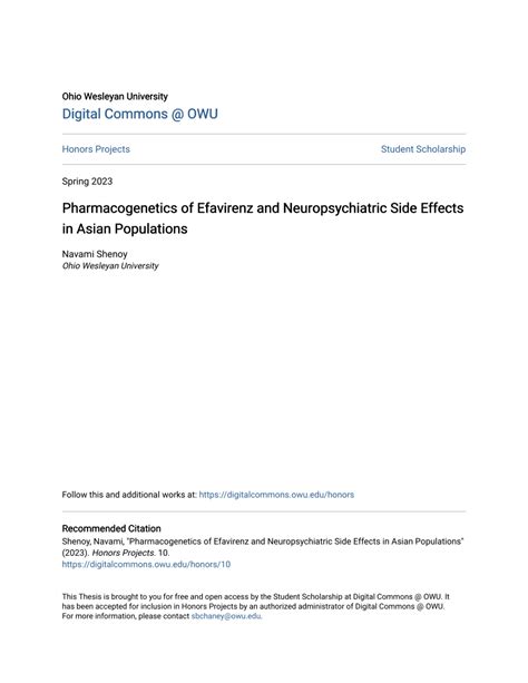 (PDF) Pharmacogenetics of Efavirenz and Neuropsychiatric Side Effects in Asian Populations