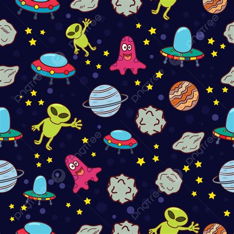 Fondo Alien Y Planeta De Patrones Sin Fisuras De Dibujos Animados Fondo ...