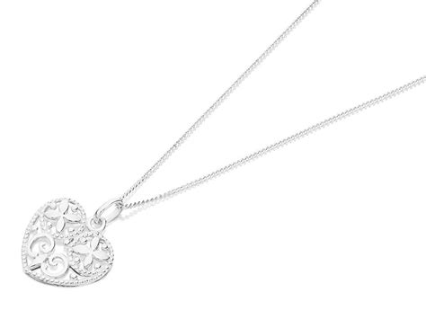 Silver Cut Out Heart Necklace - F3357 | F.Hinds Jewellers