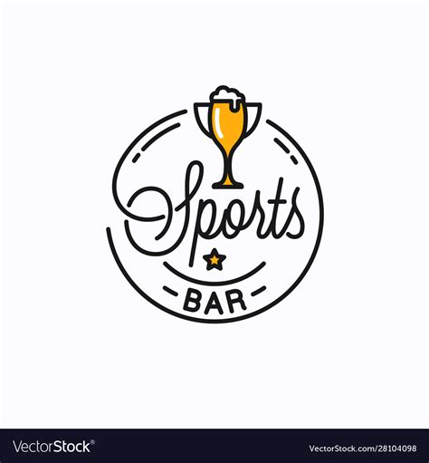 Sports bar logo round linear trophy cup Royalty Free Vector