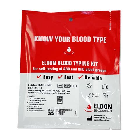 Eldoncard Rapid Home Instant Blood Type Test Kit with Instructions ...