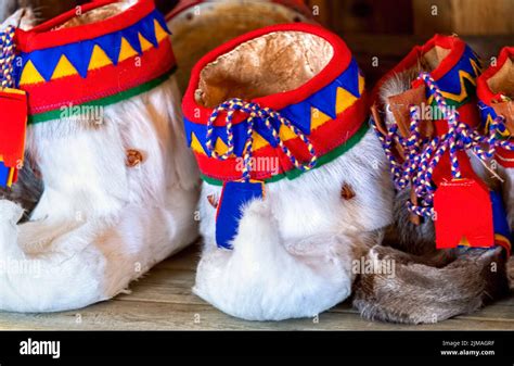 Colourful reindeer skin boots hi-res stock photography and images - Alamy