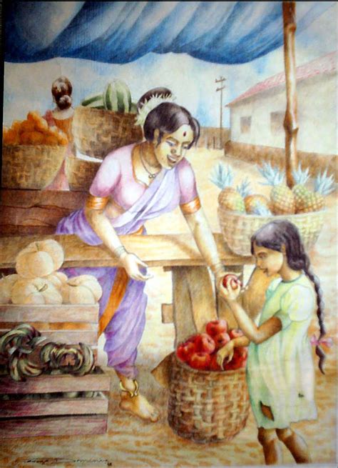 Fruit Seller Painting by George Dominic - Fine Art America