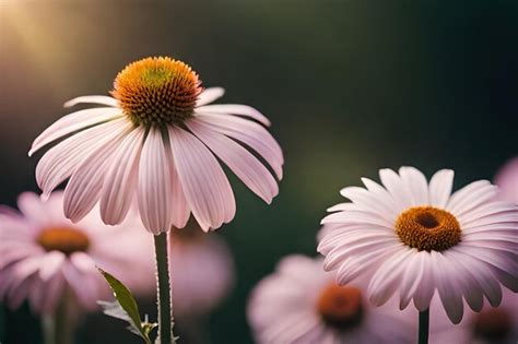 Premium Photo | Pink flowers in a garden with the sun shining on them