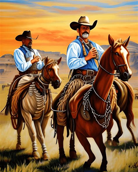 Wild West Themed Painting Cowboys · Creative Fabrica