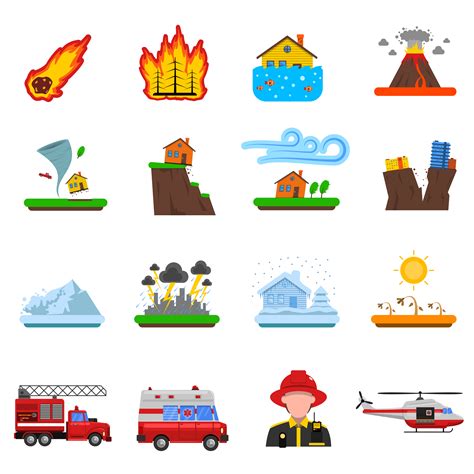 Natural Disaster Flat Icons Collection 478977 Vector Art at Vecteezy