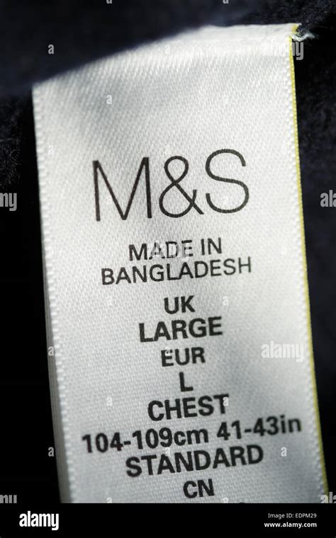 Marks and Spencer clothing made in Bangladesh - M&S label Stock Photo ...