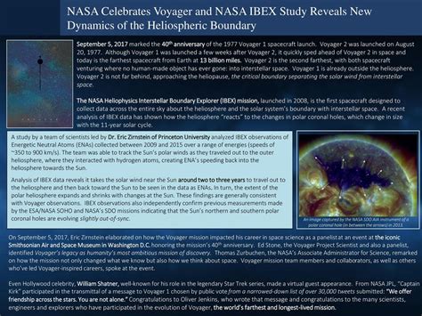 NASA Celebrates Voyager and NASA IBEX Study Reveals New Dynamics of the Heliospheric Boundary ...