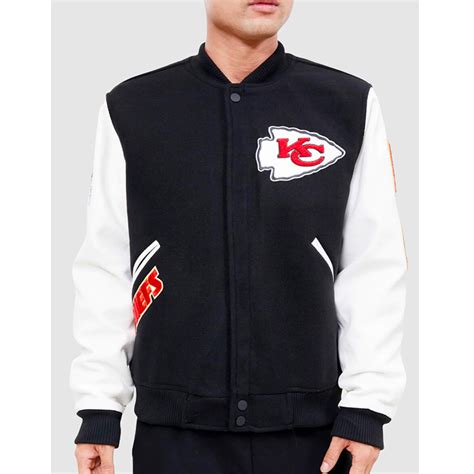 Black/White Wool/Leather College Kansas City Chiefs Varsity Jacket ...