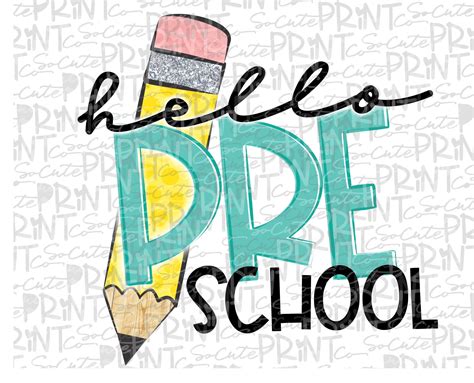 Back to school hello Preschool clipart PNG file for | Etsy