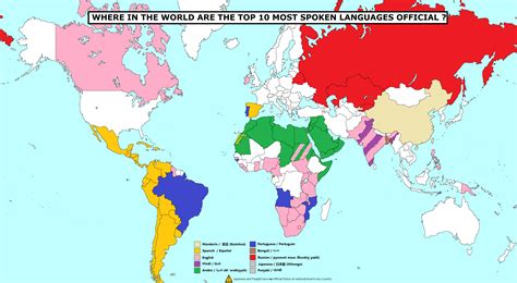 Where the Top 10 most spoken languages have an official statu | Map ...