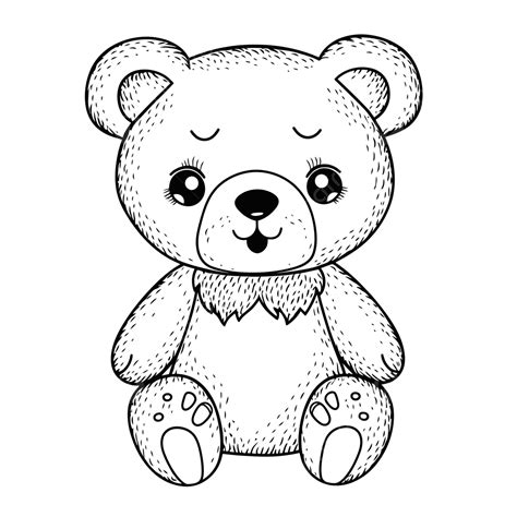 Teddy Bear Coloring Pages With Dots Outline Sketch Drawing Vector, Bear ...