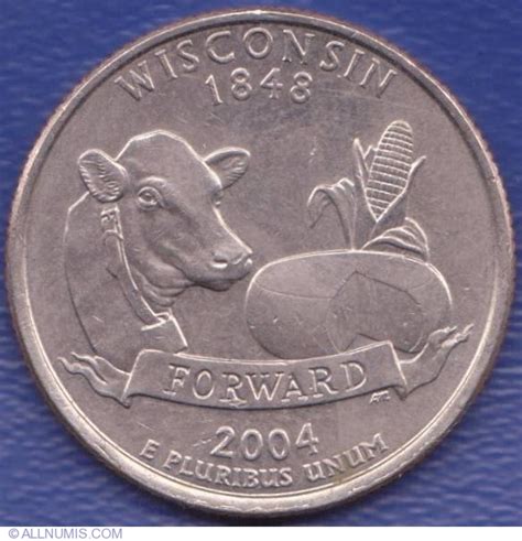 State Quarter 2004 P - Wisconsin, Quarter, 50 State Series (1999-2008 ...