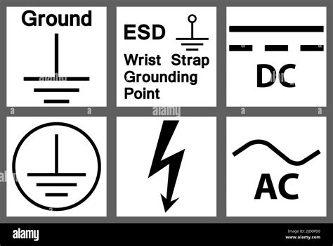 Señal de símbolo de toma de tierra protectora, CC, alimentación del ...
