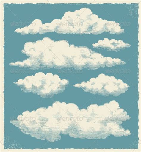 Vintage Cloud Background | Cloud drawing, Cloud illustration, Clouds