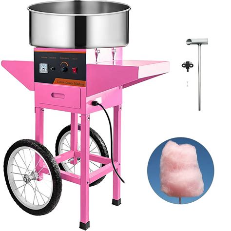 VEVOR 21" Commercial Cotton Candy Machine with Cart Pink Stainless Steel Electric Candy Floss ...