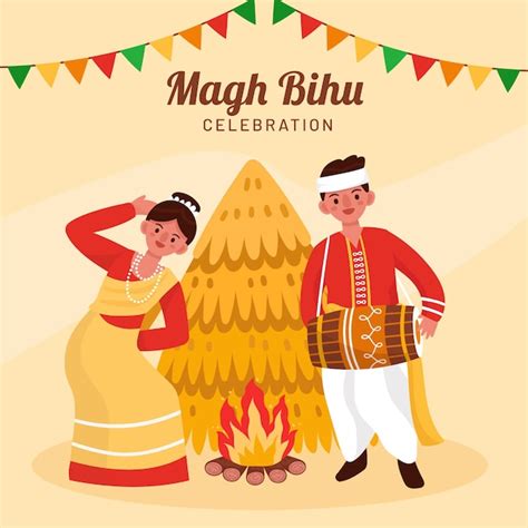 Free Vector | Flat illustration for magh bihu festival celebration