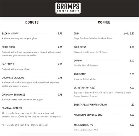 Gramps Coffee & Donuts Owensboro KY Menu - OWBMenus.com