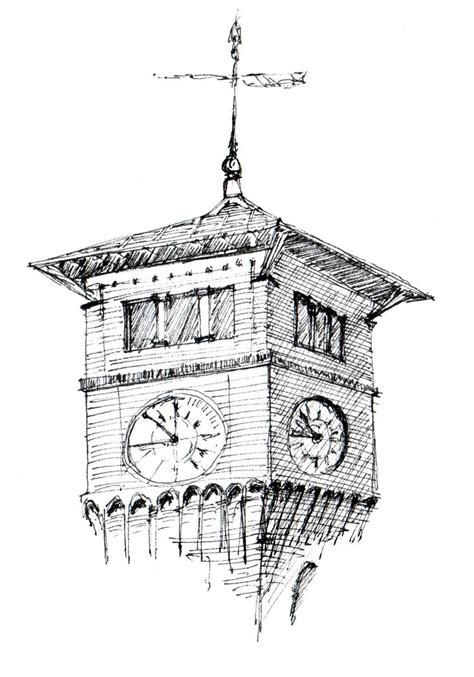 Clock Tower Drawing - How To Draw A Clock Tower | Dekorisori